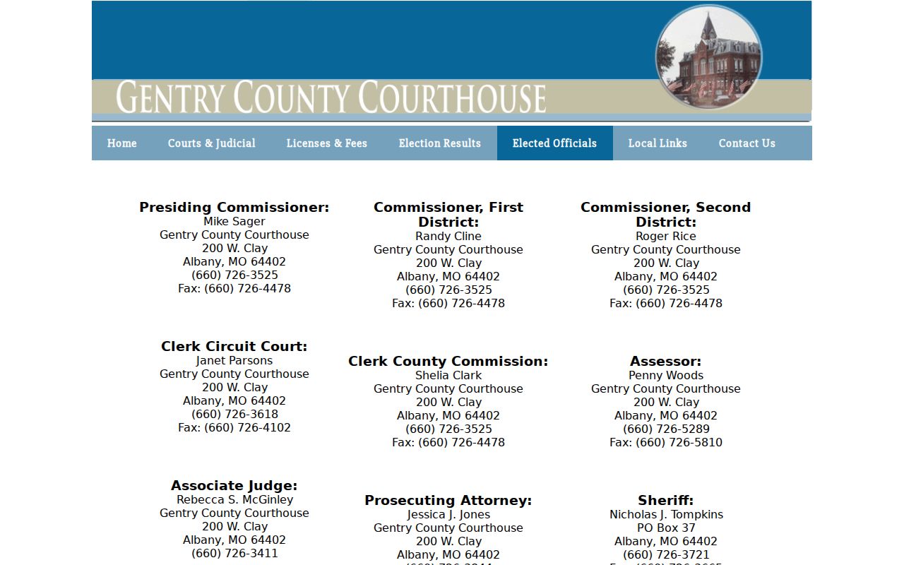 Gentry County criminal record officials and courthouse contacts